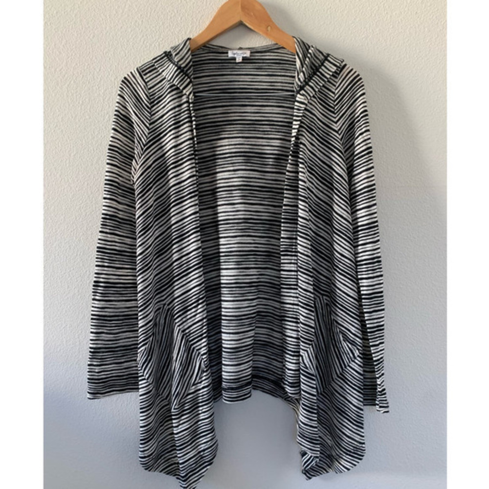 Splendid Womens Striped hooded Sweater Cardigan